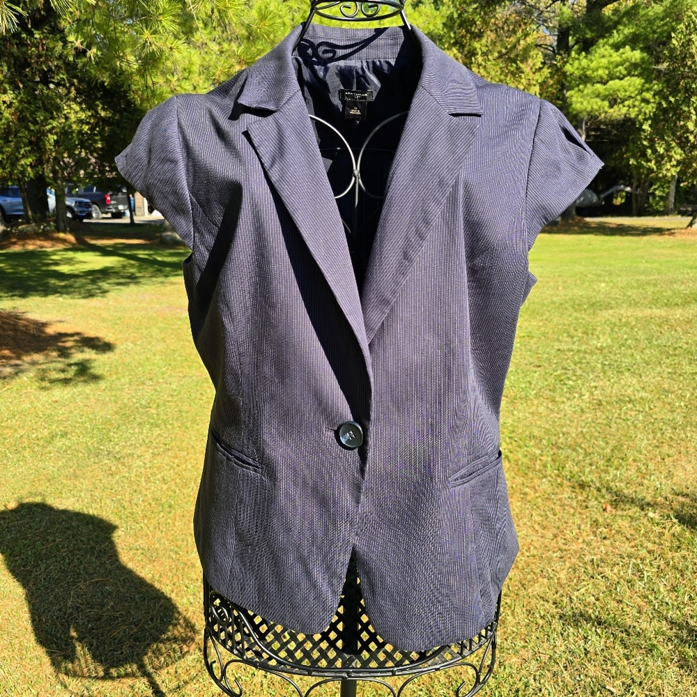 Ann Taylor Cap Sleeve Navy Pinstripe blazer, size 14, EUC